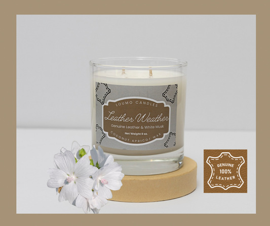 Fall Candle - 8 oz. - Leather Weather - Genuine Leather & White Musk